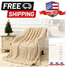 Christmas Throw Blanket 50x60 Inch,Beige 3D Xmas Tree Winter Dual Sided Soft ...