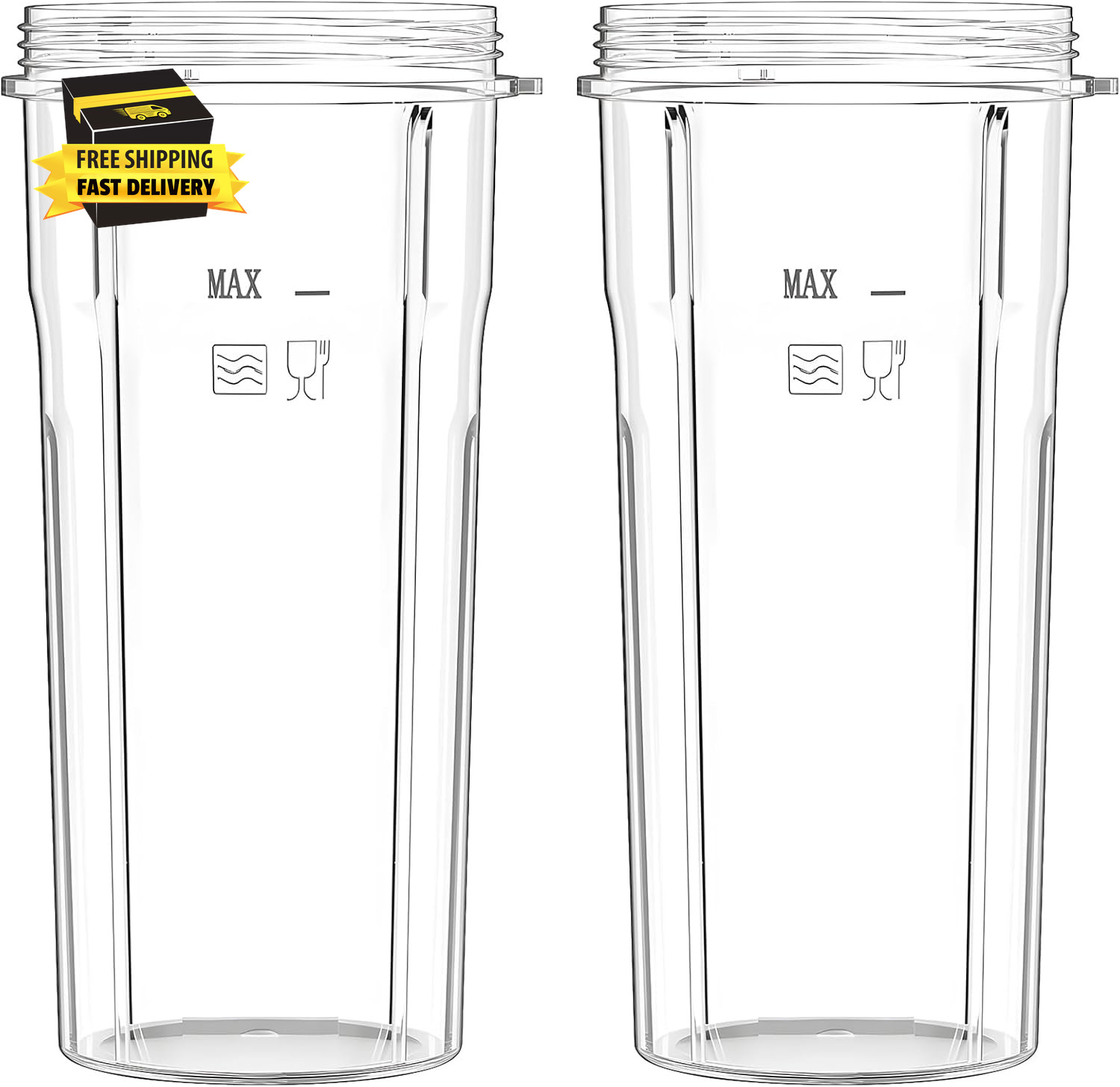 2 * 24Oz (2.5 Cups) Larger Blender Cups Replacement, Compati