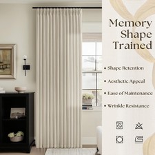 Beige Extra Wide Pinch Pleat Linen Curtains 84 Inches Long for Living Room Sl...