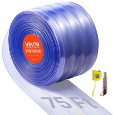 Clear PVC Strip Curtain,75 ft Length x 8 in Width,Ribbed Plastic Door Strip Bu