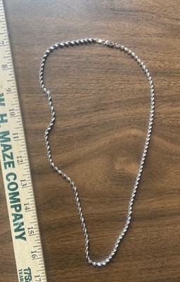Silver Tone Unmarked Twisted Chain Necklace 23'' Lobster Clasp Textured Link