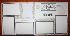 Bride scrapbook pages 2, each 12 x 12 handmade assembled Wedding layout premade