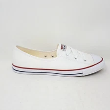 Converse Chuck Taylor All Star Ballet Lace Slip On White Shoe Sneaker Womens NEW