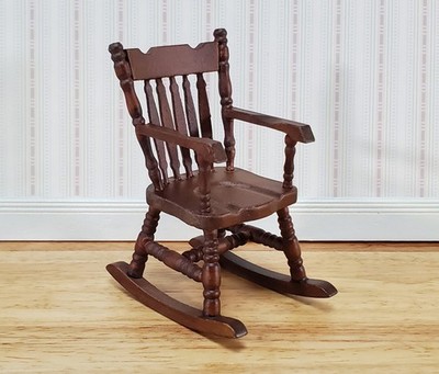 Dollhouse Rocking Chair Boston Style Rocker Walnut Finish 1:12 Scale Miniature