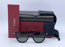 Cartier CT0010S 004 Black-Black-Green Round Sunglasses Made In Italy