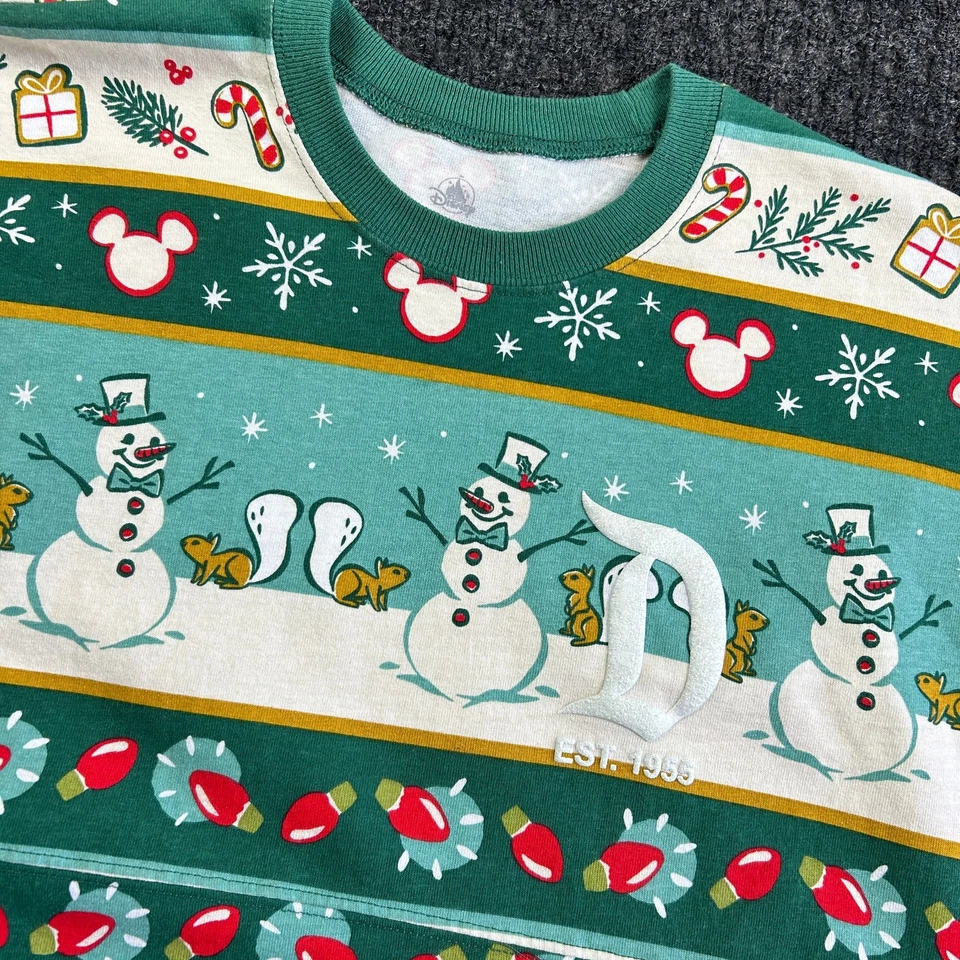 Disney Christmas Spirit Jersey Disneyland Resort Xmas All Over Print L Green - Image 2 of 4