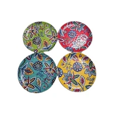 Pandex Colorful Floral Melamine Dinnerware Three Piece 9” Plate Set