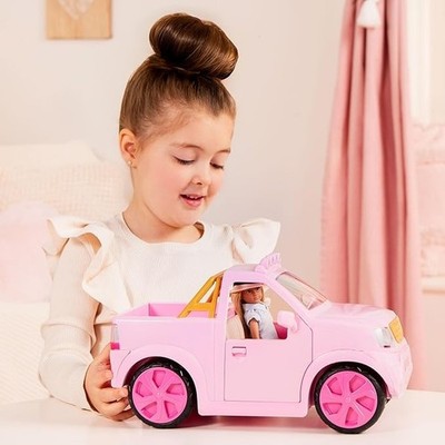 Lori Dolls   Pick-Up Truck for Mini Dolls   Pink Car for 6-inch Dolls   Trailer