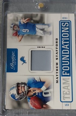 2012 Playoff Prestige - Team Foundations Materials Matthew Stafford #22 Prime...