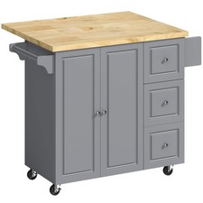 Kitchen Island on Wheels, Rolling Kitchen Storage Trolley with Drop Leaf, Drawer