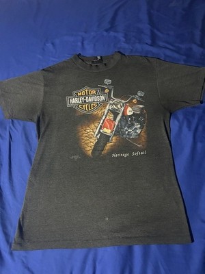 Vintage 1991 Harley-Davidson 3D Emblem Heritage Softtail T-Shirt Size L