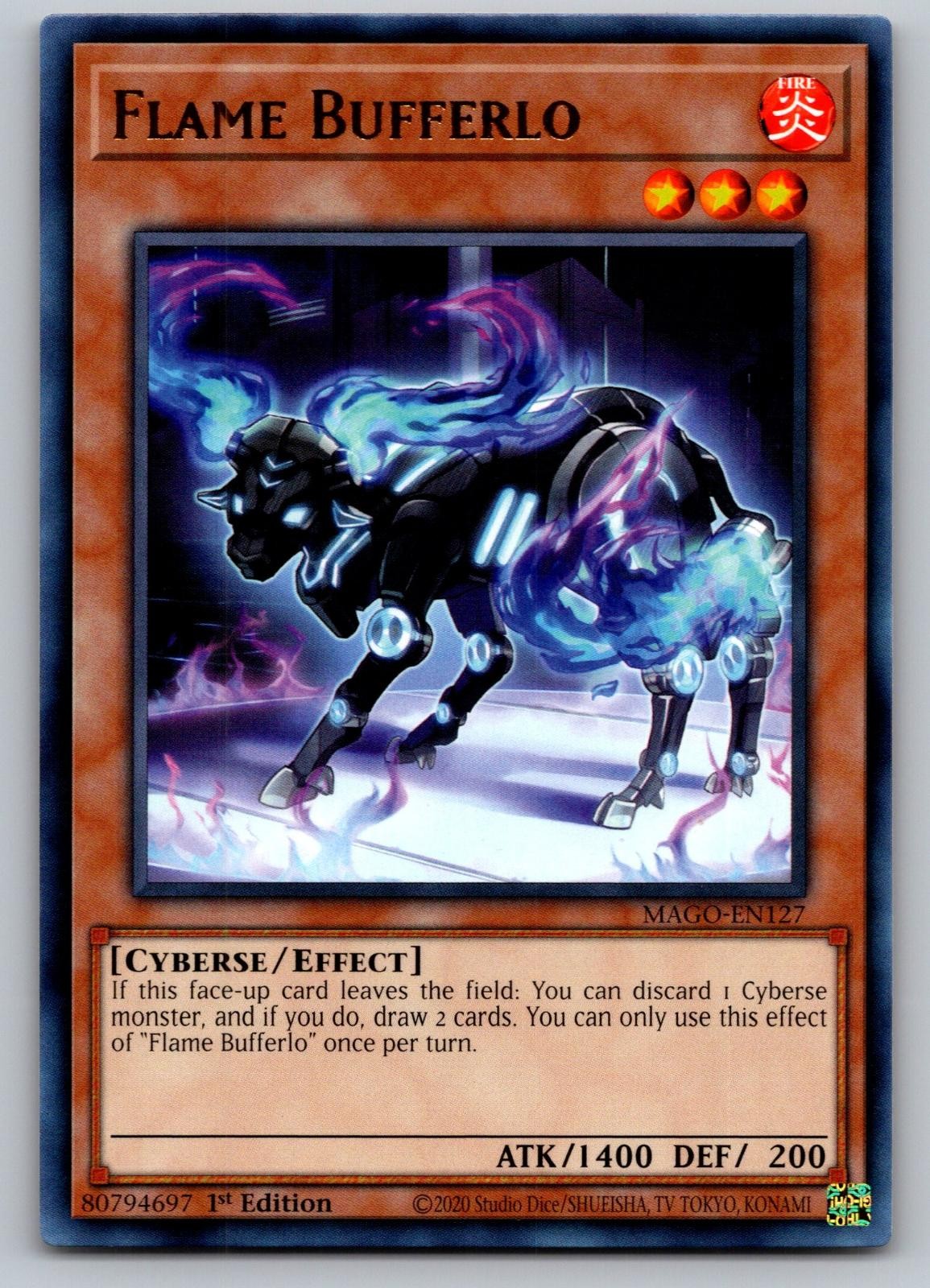 Flame Bufferlo MAGO-EN127 Rare Maximum Gold Yu-Gi-Oh 1st Edition Near Mint