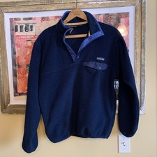 VINTAGE 80s MADE IN USA PATAGONIA SYNCHILLA SNAP - T FLEECE JACKET BLUE SIZE S