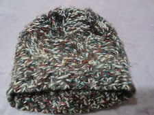 Damska ręcznie dzianinowa czapka czapka czapka taupe kość słoniowa turkusowa