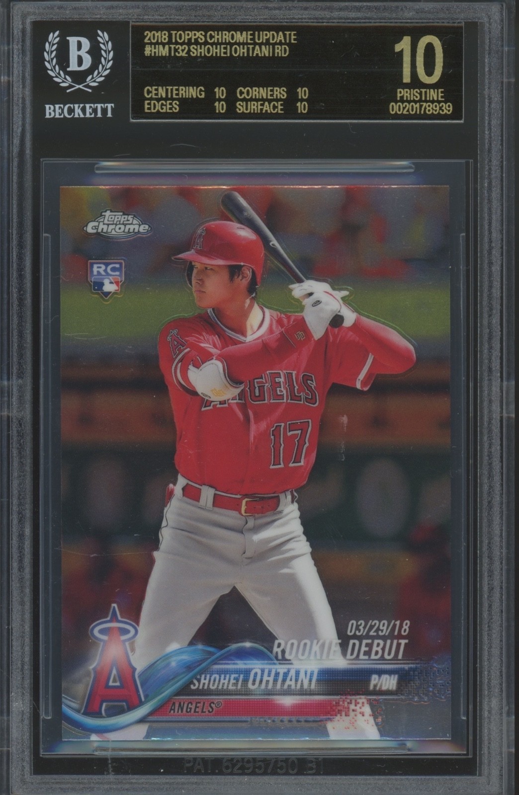 2018 Topps Chrome Update #HMT32 Shohei Ohtani RC Black Label Pristine BGS 10