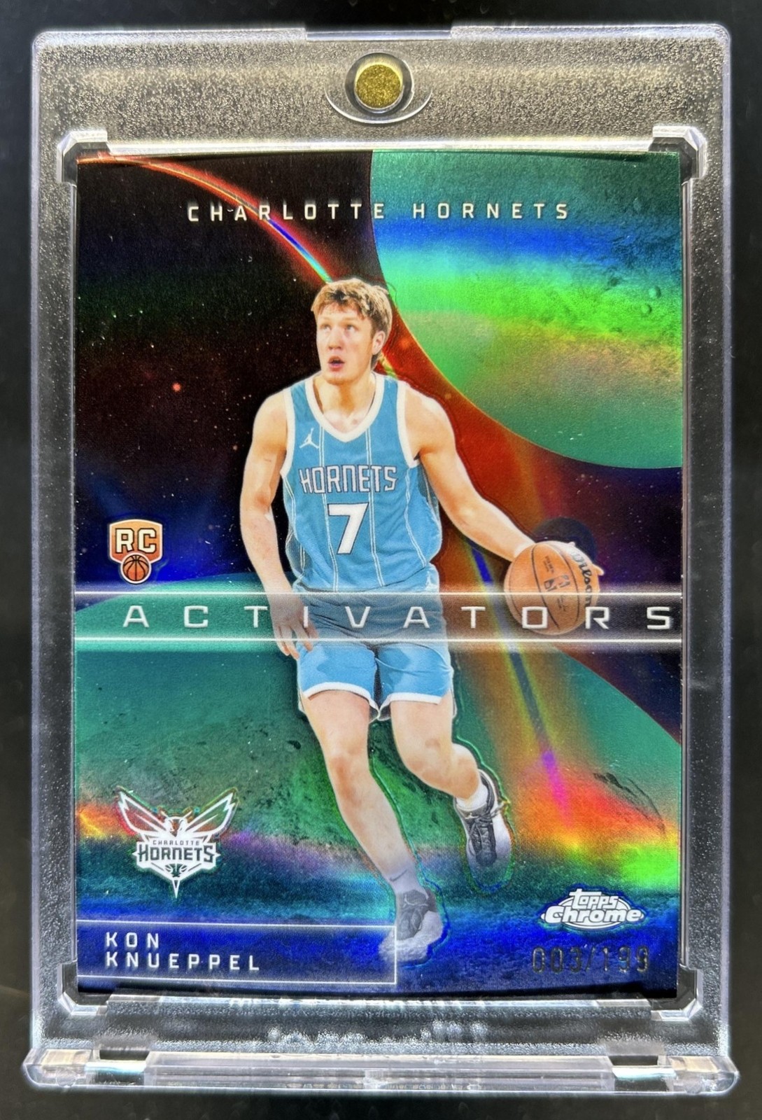 2025-26 Topps Chrome Kon Knueppel Activators RC Aqua Refractor #/199 Hornets