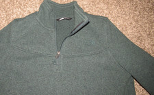 THE NORTH FACE Women's Large Green 1/4 Zip Sweatshirt Sweater Pullover LOGO EUC