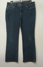 Simply Vera Wang Women  s Mid Rise Bootcut Denim Jeans Dark Wash 16 Flap Pockets