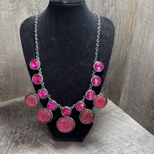 Baskin Brothers Bib Style Pink And Black Necklace 079
