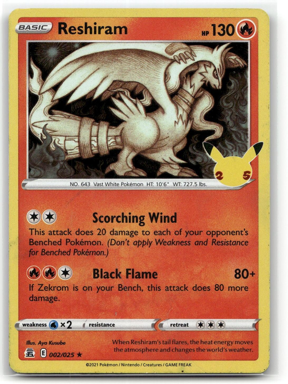 Reshiram 002/025 Rare Celebrations Pokemon Holo LP