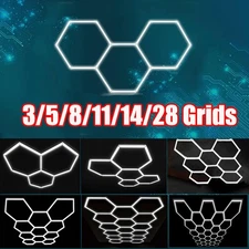 Hexagon Garage Lights LED Honeycomb Light with Border 6500K for Garage Gym USA