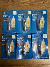 6 Packs -6 Bulbs Flame Tip 1W Flicker Bulbs, Clear