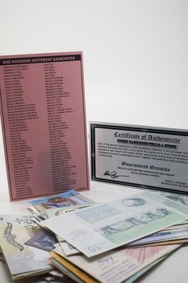 Set of 100 Uncirculated Unique Banknotes Preserved Securely in Zip Bag