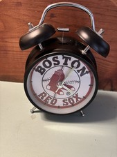 Boston Red Sox Alarm Desktop Battery Clock - Works Great - EUC - 3.75  
