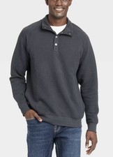 NWT Goodfellow  Co Men's Pullover Sweatshirts Diamond Quilted Pattern Snap Med