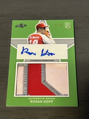 Ronan Kopp Leaf Perfect Game 3-Color Patch Auto 1/10 ! Dodgers RC