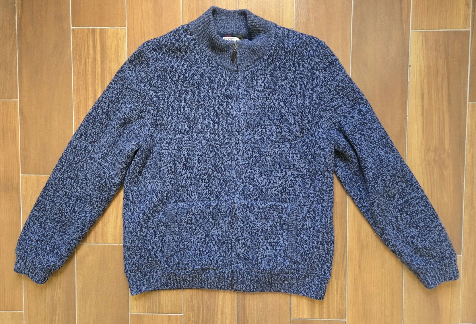 L.L. Bean Classic Lambswool Sweater Full-Zip Flannel-Lined Men's XL Carbon Navy image 1