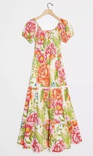 Farm Rio Macie Tiered Maxi Dress Size Medium Crochet Floral Print