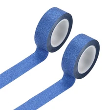 2 Rolls Glitters Washi Tape 0.6 Inch x 11 Yards Decorative Tape, Dark Blue