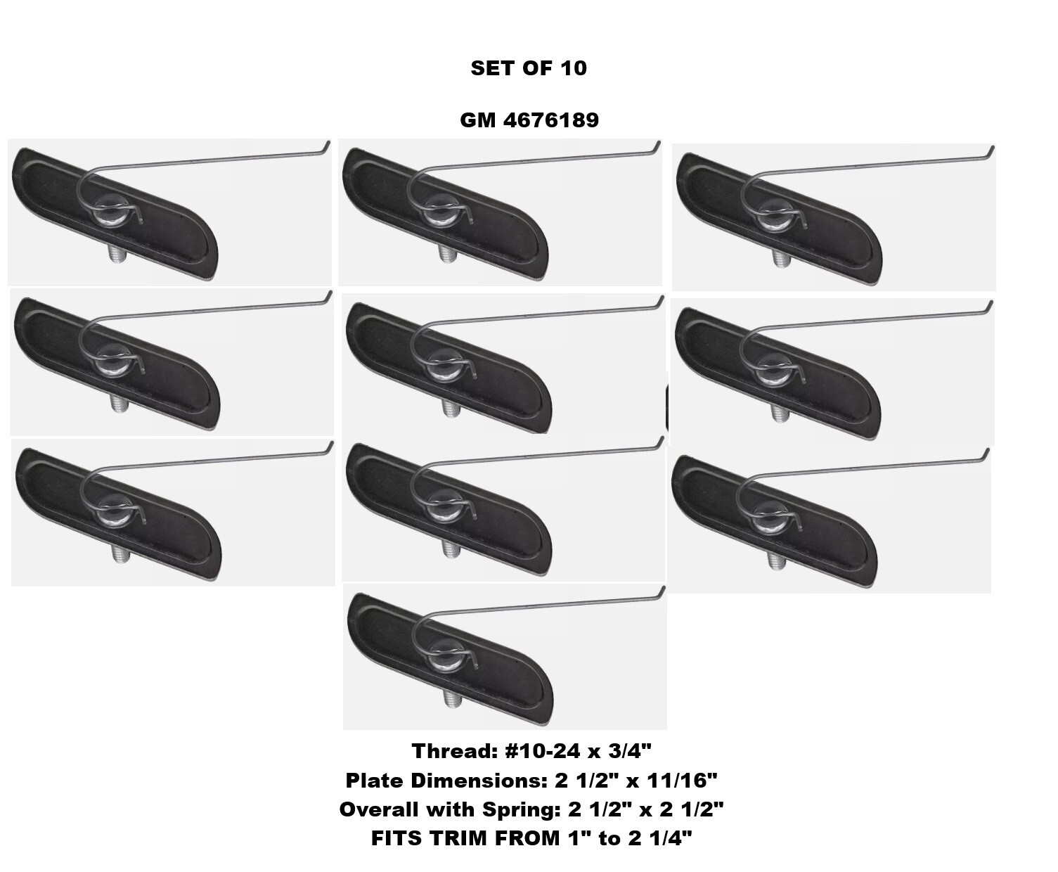 For 1950-1981 Bel Air Molding Clips for Fenders, Doors, Qtr Panels 10pc