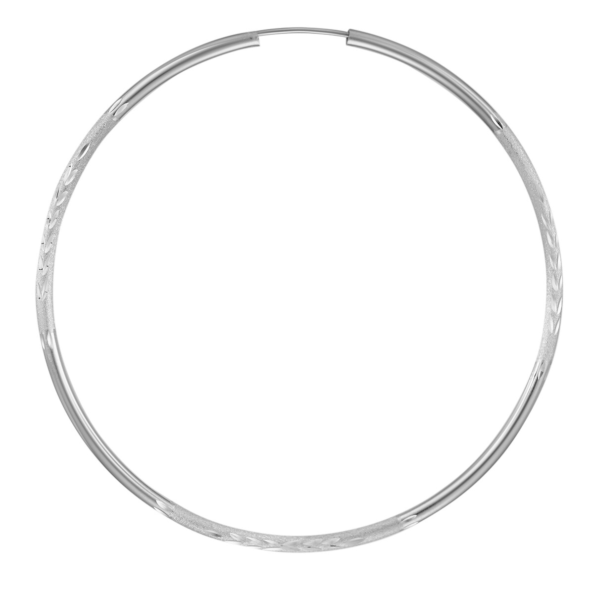 Wellingsale 14k White Gold Diamond Cut 2mm Endless Hoop Earrings (60 x 60 mm)