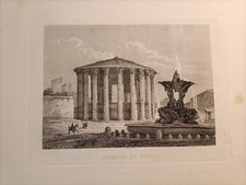 Stampa incisione vedute di Roma, Cottafavi, tempio di Vesta -AF4