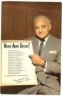 Wilbur Clark Never Admit Defeat Postcard Las Vegas Miami Desert Inn