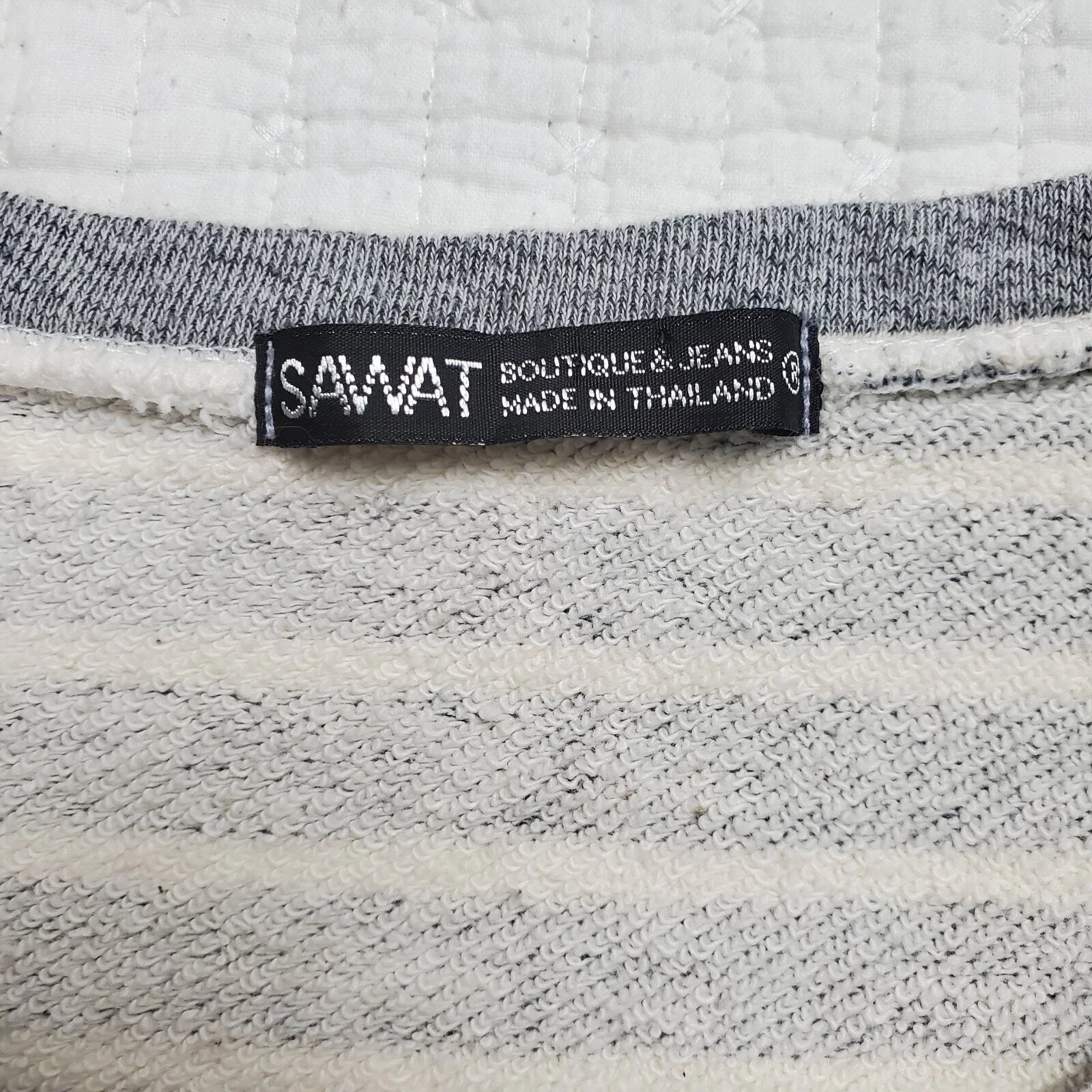 OFF WHITE Maglietta SAWAT tagliata grigia e crema S