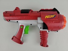2005 Hasbro Nerf Dart Tag Hyperfire 10 Shot Rotating Barrel Gun Blaster Red Gray