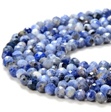 Natural Blue Spot Jasper AA Micro Faceted Round 2MM 3MM Loose Beads 15 inch P56