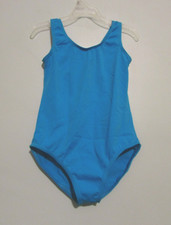 Designs For Dance Girls Aqua Blue Leotard Size Medium Child EUC  