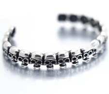 7 Inch Stainless Steel Mens Biker Skull Skeleton Cuff Bangle Bracelet Men