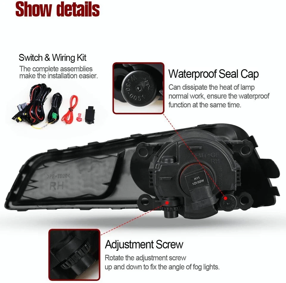 For 2010 2011 2012 Subaru Legacy Fog Lights Lamp Clear Lens Complete Kit +Wiring - Image 3 of 4