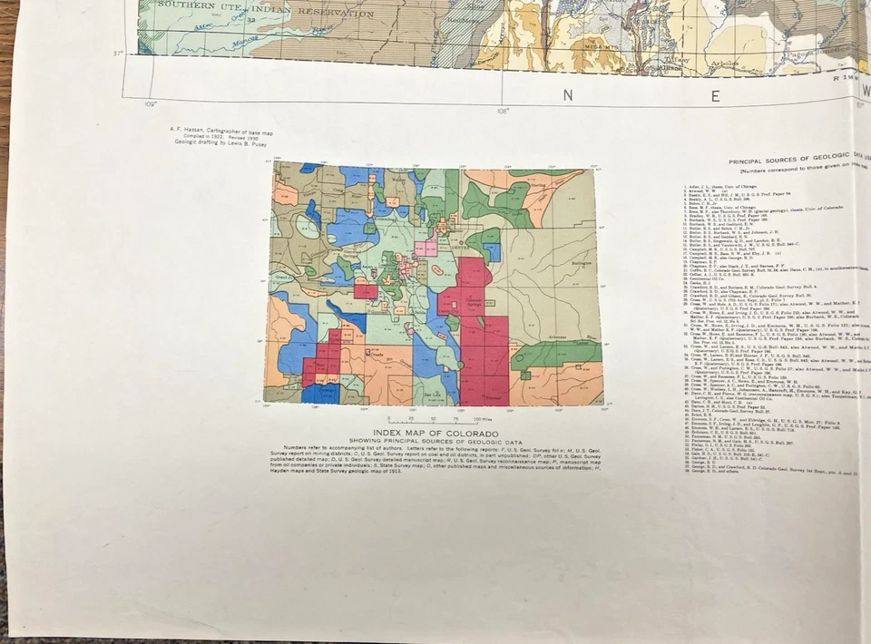 1967 Vintage USGS Geological Map of Colorado VG+ Full Color Paper Wall Map - Image 3 of 4