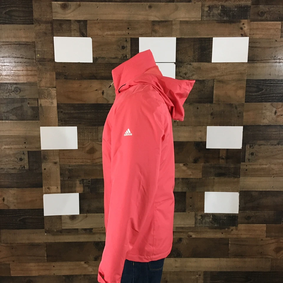 Mujer Adidas Chaqueta Ligera Puffer Bomber Con Capucha Cremallera Completa Sandía Grande Foto 3 de 4