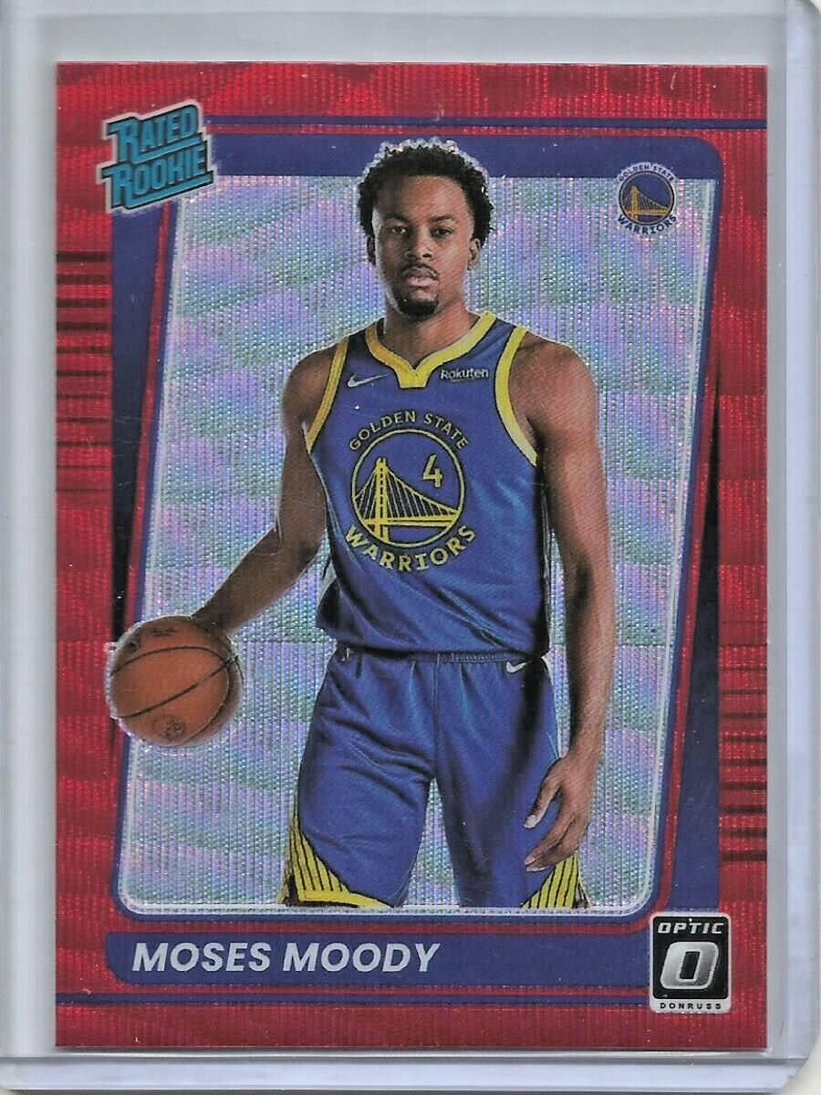 Moses Moody 2021/22 Panini Donruss Optic Red Wave Holo Prizm Rookie (#184)