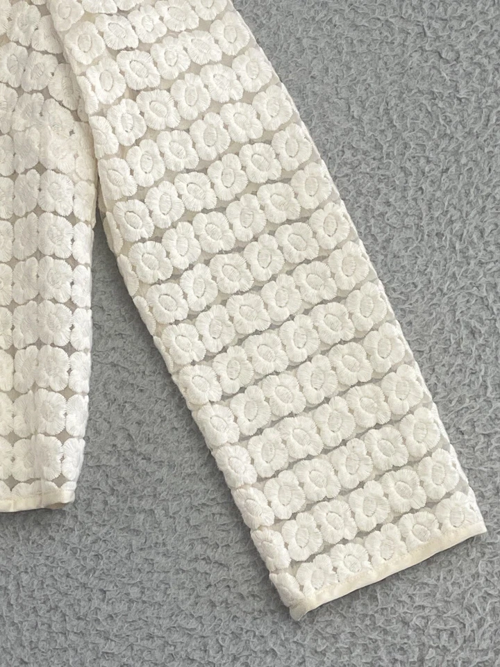 Chaqueta Elevenses Anthropologie Floral Bordada Bohemia Chic Marfil Talla S EXCELENTE Foto 4 de 4