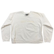 DKNY Jeans Sweatshirt Unisex Large White Spell-out Logo Long Sleeve Crew Neck