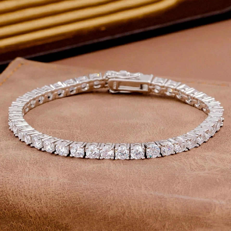 8 ct Round Cut Lab Created Diamond char tennis bracelet 925 Sterling Silver - Image 3 of 4