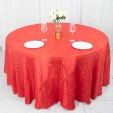 RED 120" Accordion Crinkle TAFFETA ROUND TABLECLOTH Wedding Party Decorations